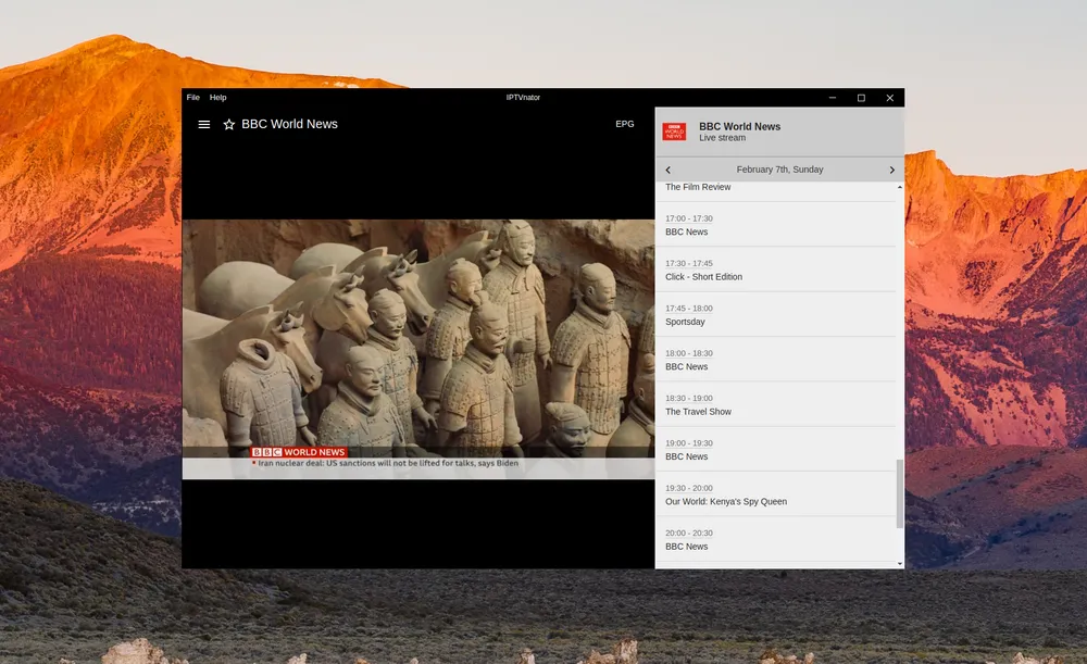 Electronic program guide view