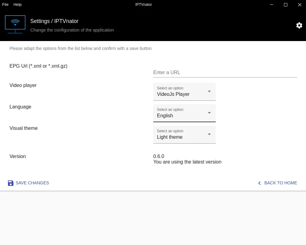 Application settings