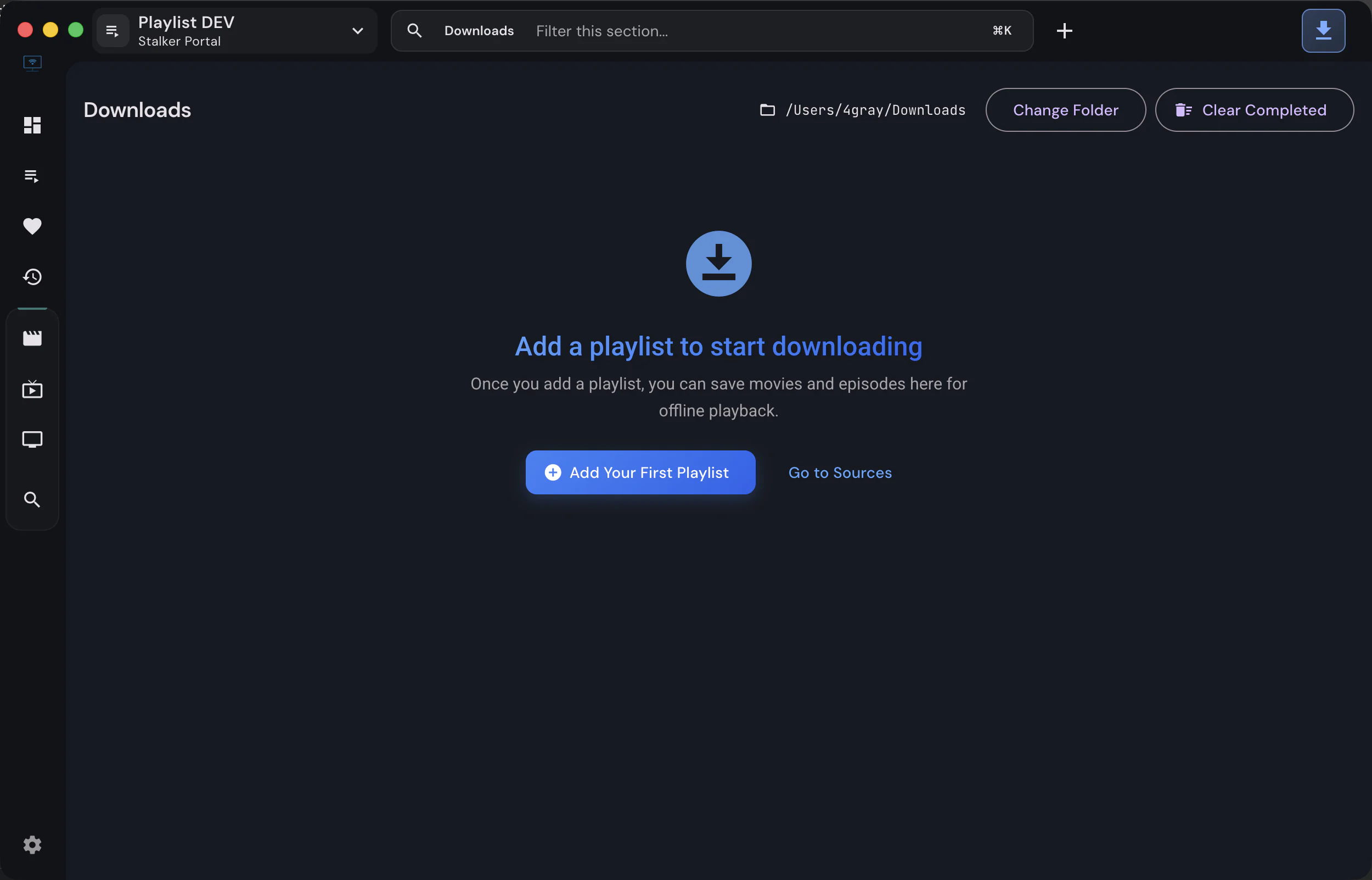 Download manager with an offline library and a queue